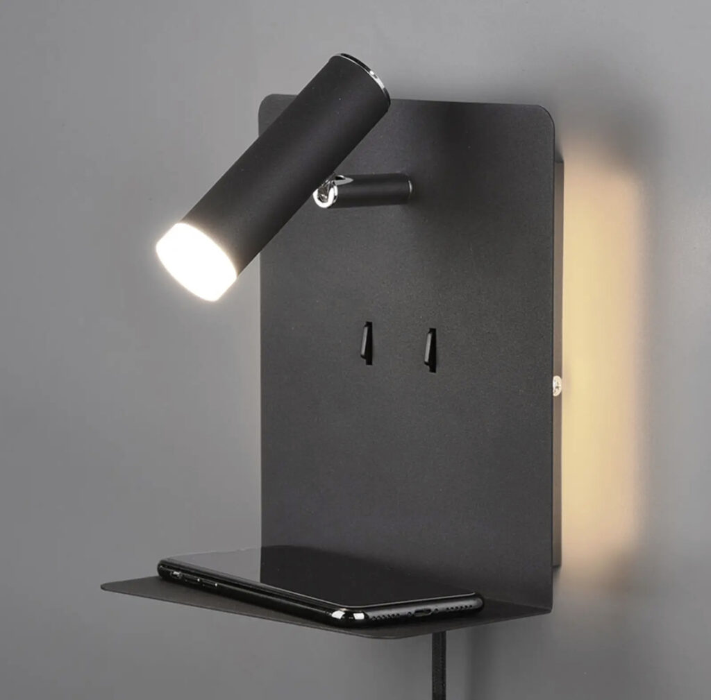 LED-vägglampa Element med hylla, matt svart